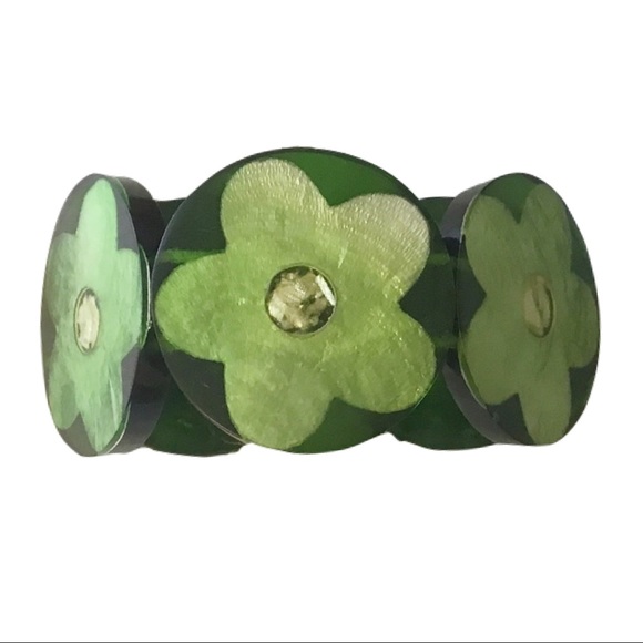 Jewelry - Chunky Vintage Boho Foil Flower Stretch Bracelet